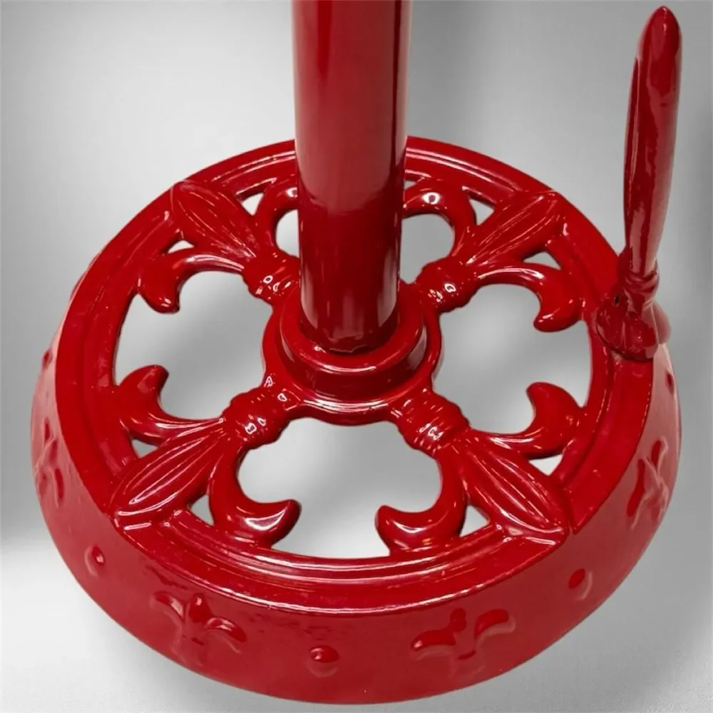 Red Cast Iron Fleur-de-Lis Paper Towel Holder